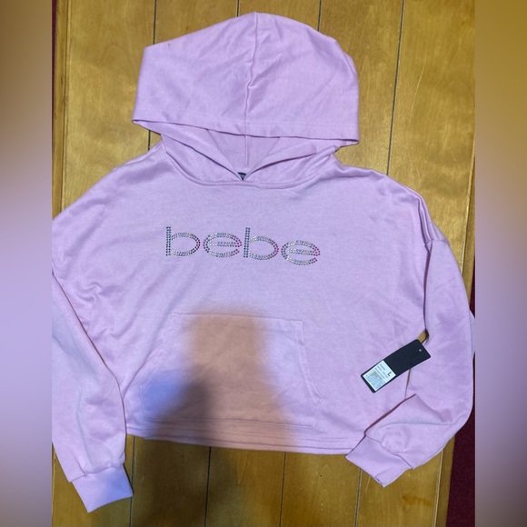NWT Size Large BEBE Sport Rhinestone Pullover Hooded Sweatshirt - Picture 1 of 16